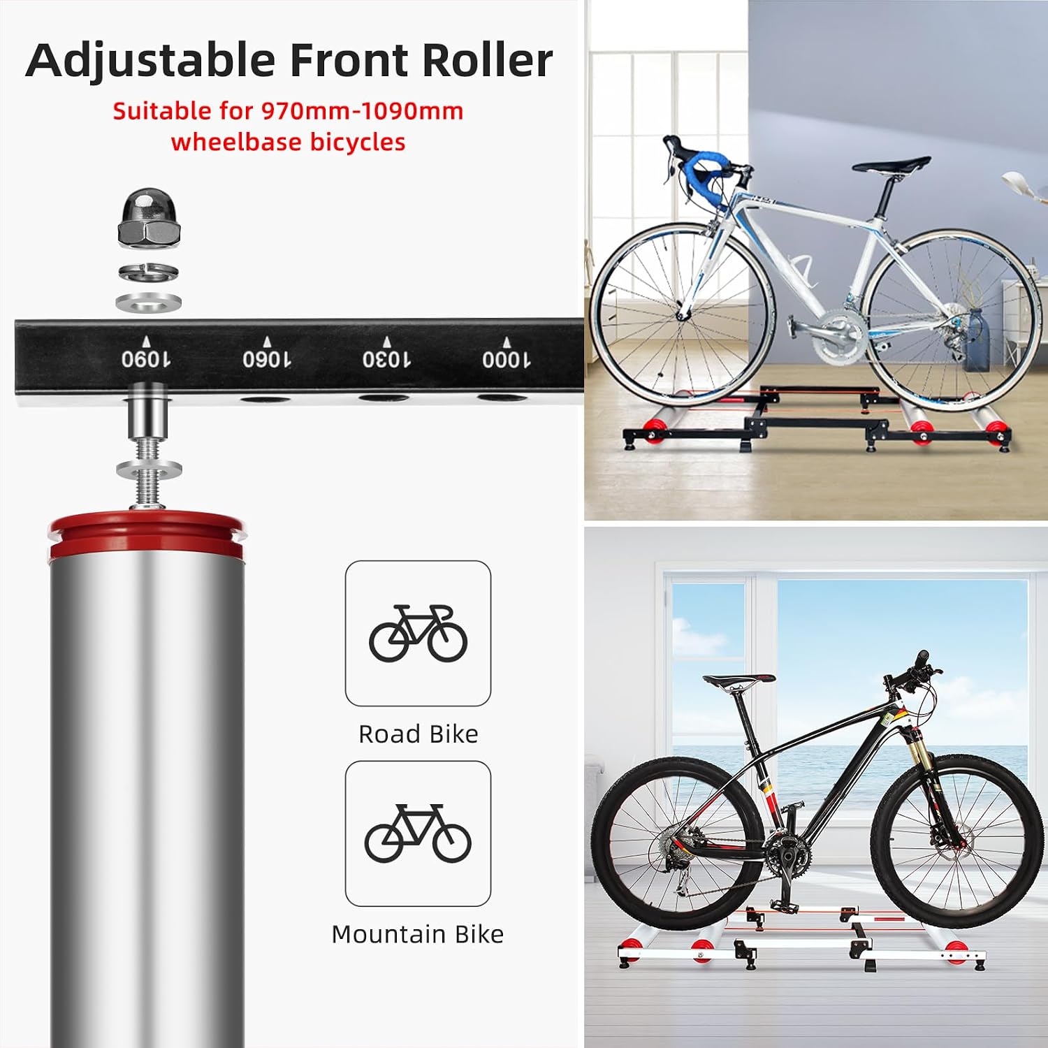 ROCKBROS Bike Rollers Adjustable Bike Trainer Stand Foldable Indoor Cycling Bicycle Roller with Resistance for MTB Road Bike Exercise