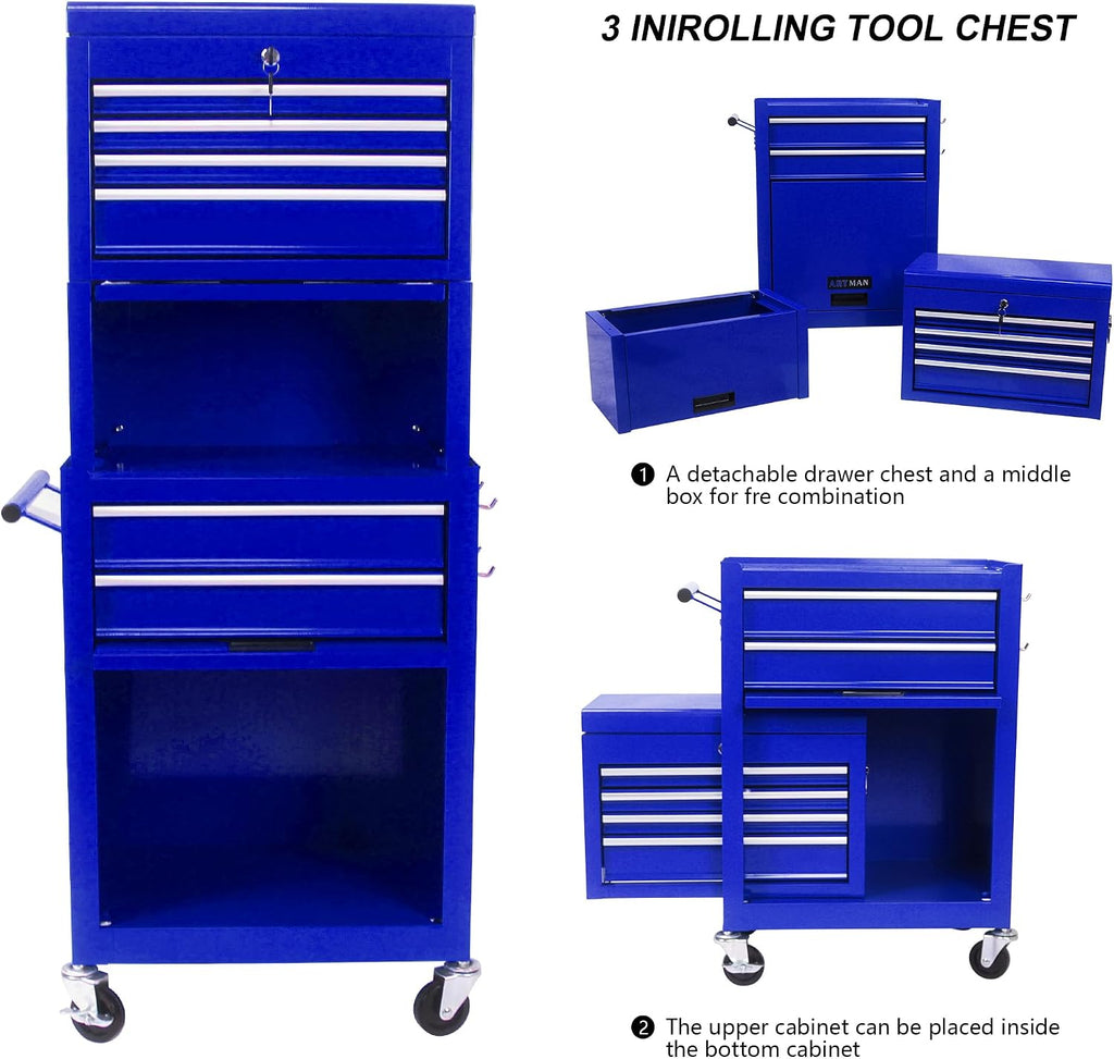 Rolling Tool Chest, 6 Drawers Rolling Tool Chest with Wheels, Portable Rolling Tool Box on Wheels, High Capacity Tool Chest Organizer for Garage, Workshop, Home Crafts Use