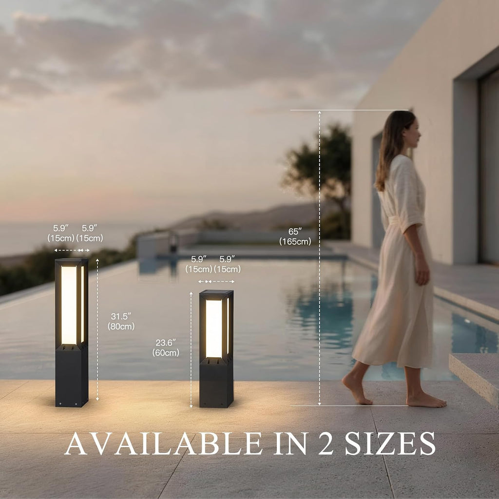 Modern Solar Pathway Lights Outdoor IP65 Waterproof, 23.62' Landscape Path Lights, Modern Commercial Pathway Lighting, 3000K LED Solar Bollard Light for Driveway Entrance Garage Courtyard
