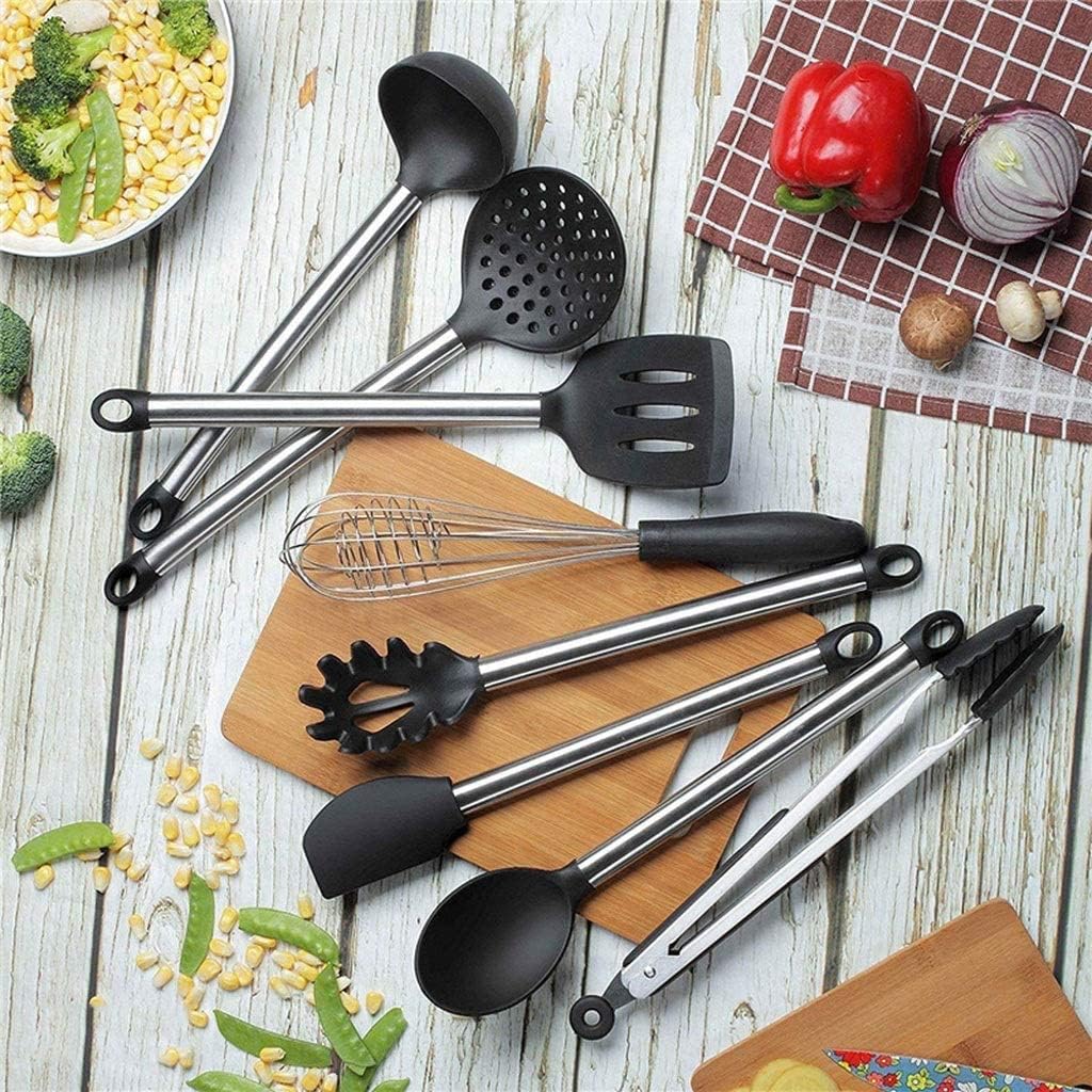 Kitchen Utensils Set,Silicone Spatula Cooking Utensils Set with Stainless Steel Handle Nonstick Spoon Shovel Silicone Kitchen Tool Cooking Set (Color : B) (Color : A)