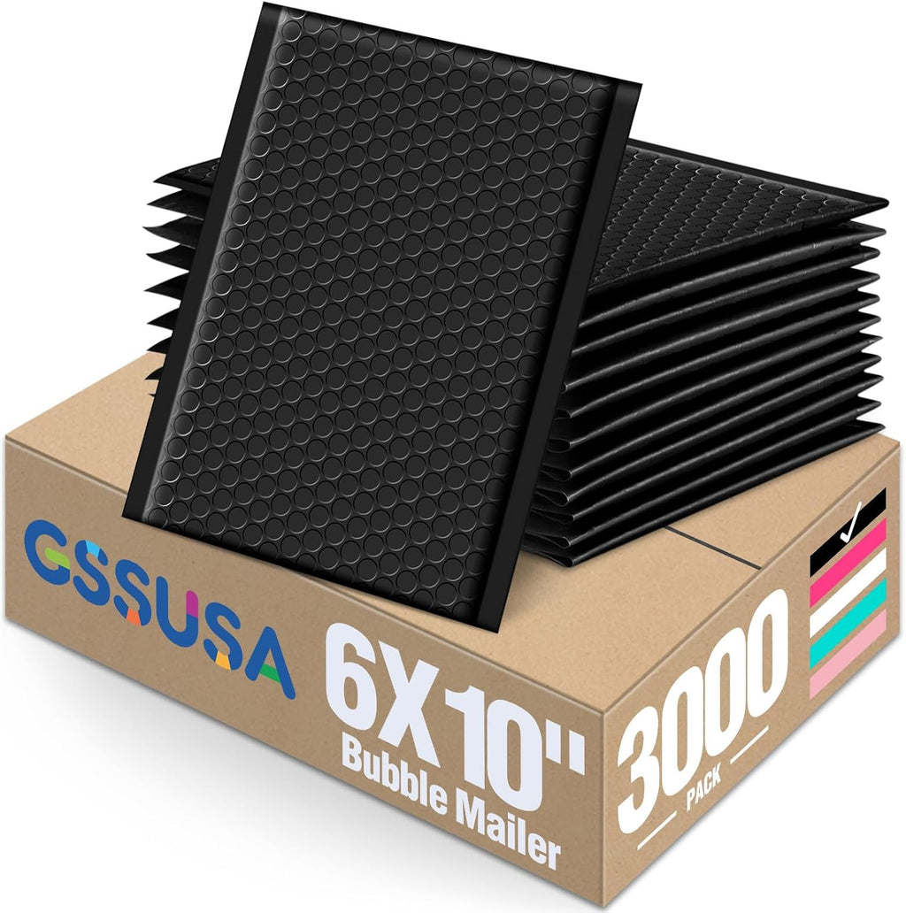 GSSUSA Black Bubble Mailers 6x9 Small Padded Envelopes 3000 Pack,Strong Adhesion Envelopes Mailer Self-Seal Bubble Envelopes for Small Business