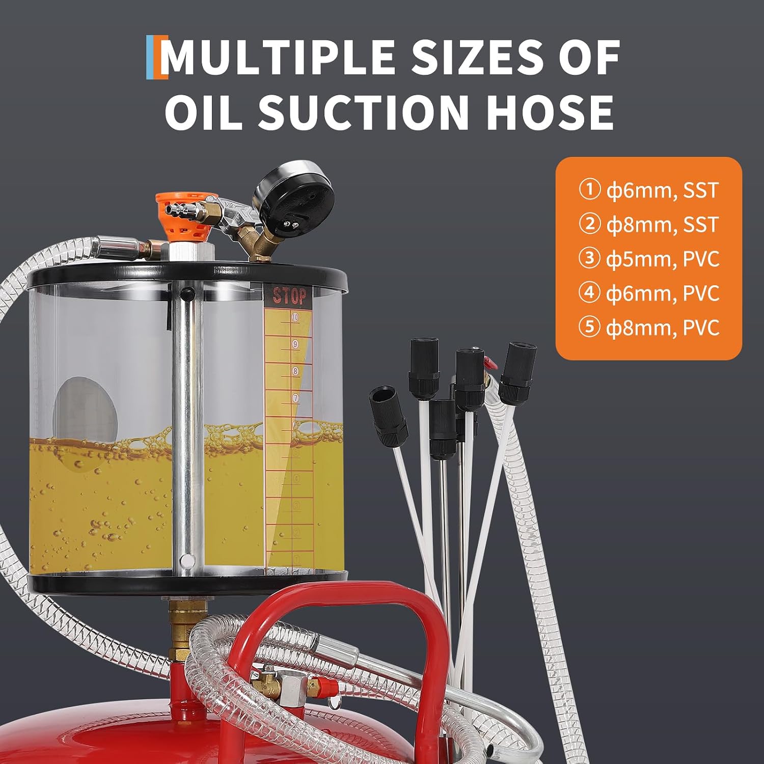 Garvee 20 Gallon Waste Oil Drain Tank, Air Operated Portable Oil Drainer with Adjustable Funnel, Fluid Fuel Transfer Drainage with Wheels, Oil Change Container for Automotive Workshops