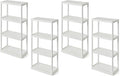 Gracious Living 4 Shelf Fixed Height Solid Light Duty Storage Unit 12 x 24 x 48 for Home, Garage, Basement, & Laundry, White (4 Pack)