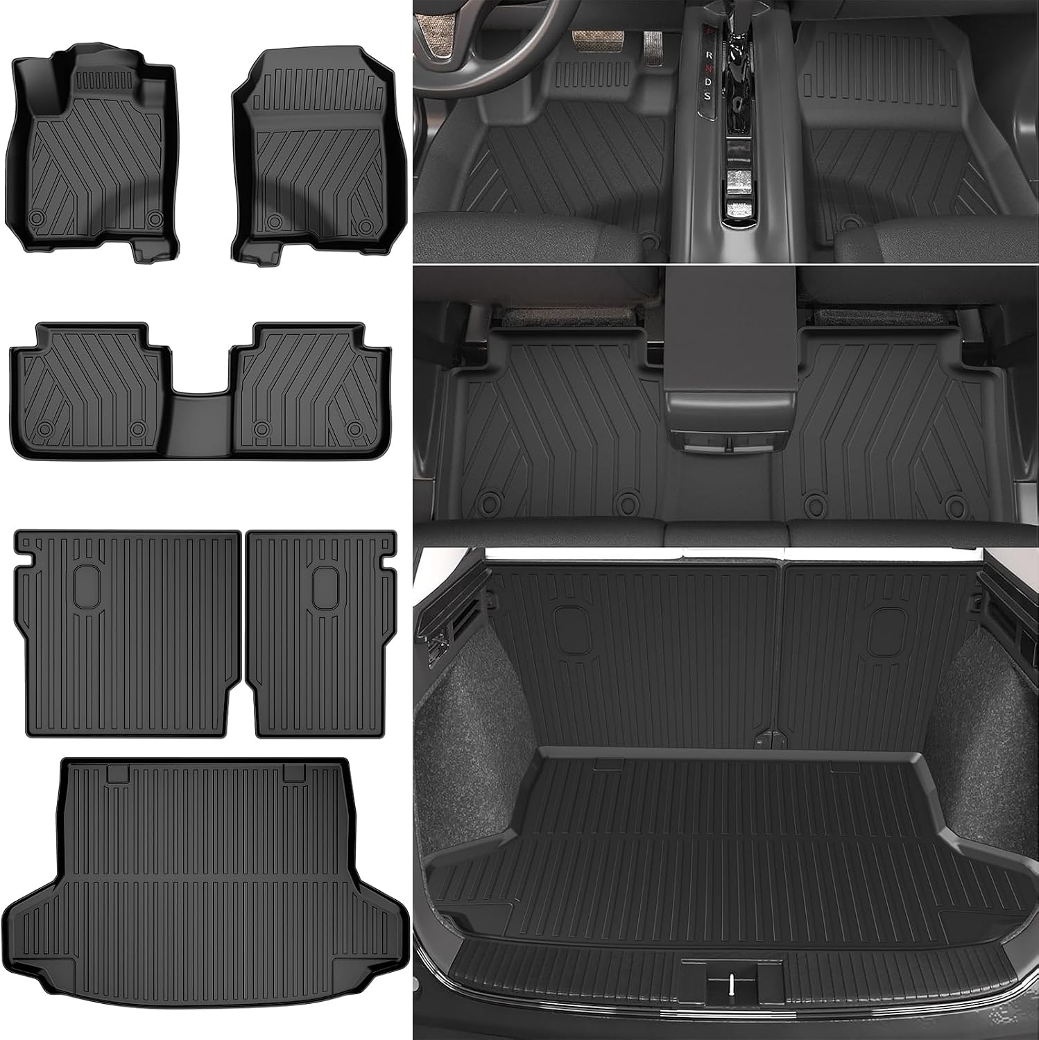 Full Set Floor Mats Fit for Honda HRV 2023-2027 Sport/LX/EX-L | for Acura ADX 2025-2026, All Weather TPE Custom Fit HR-V Floor Liners 1st & 2nd Row & Seat Back Mat & Cargo Mat