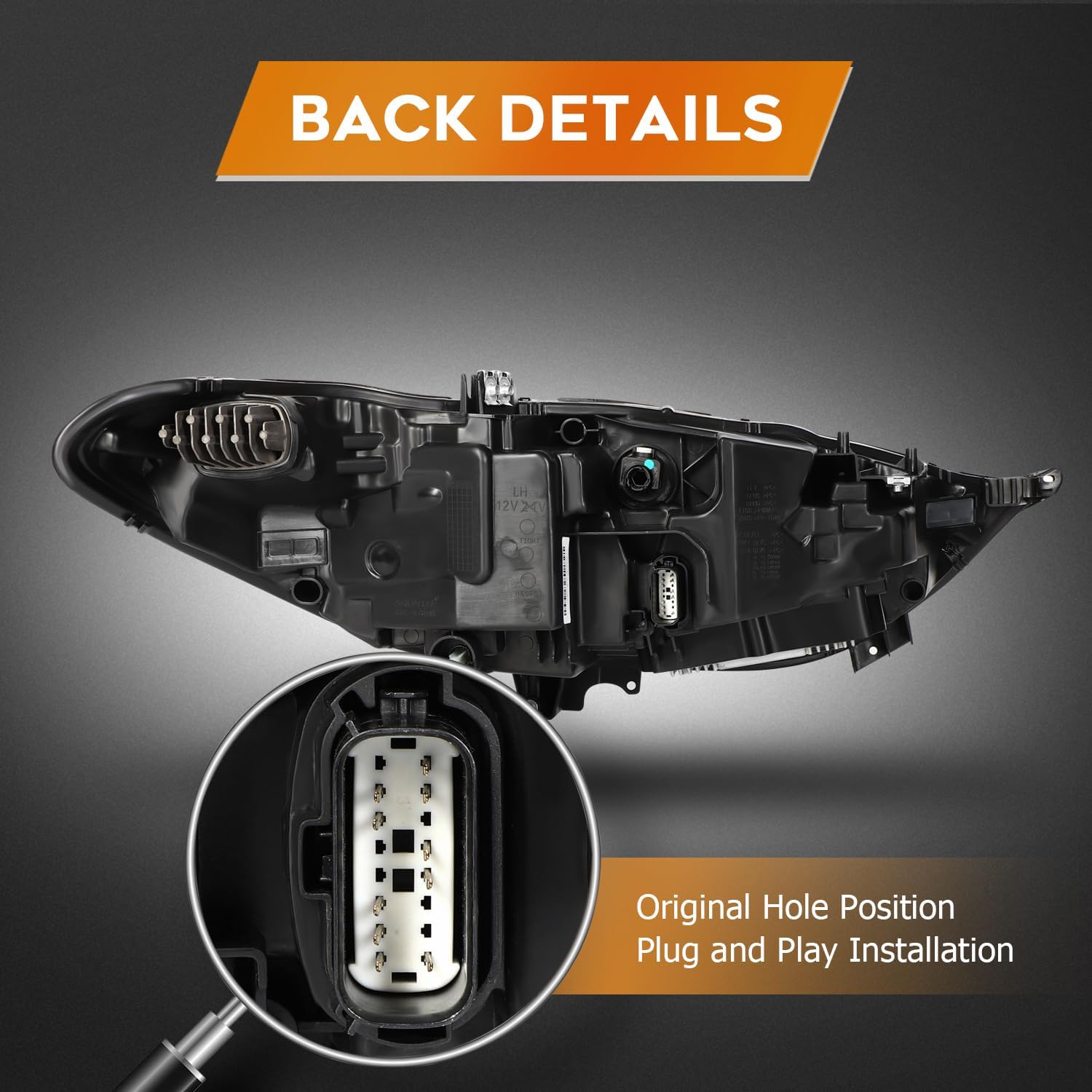 Headlight Assembly Fit 2017-2020 for Fusion Driver & Passenger Side Headlight Black Housing Clear Reflector FO2502347