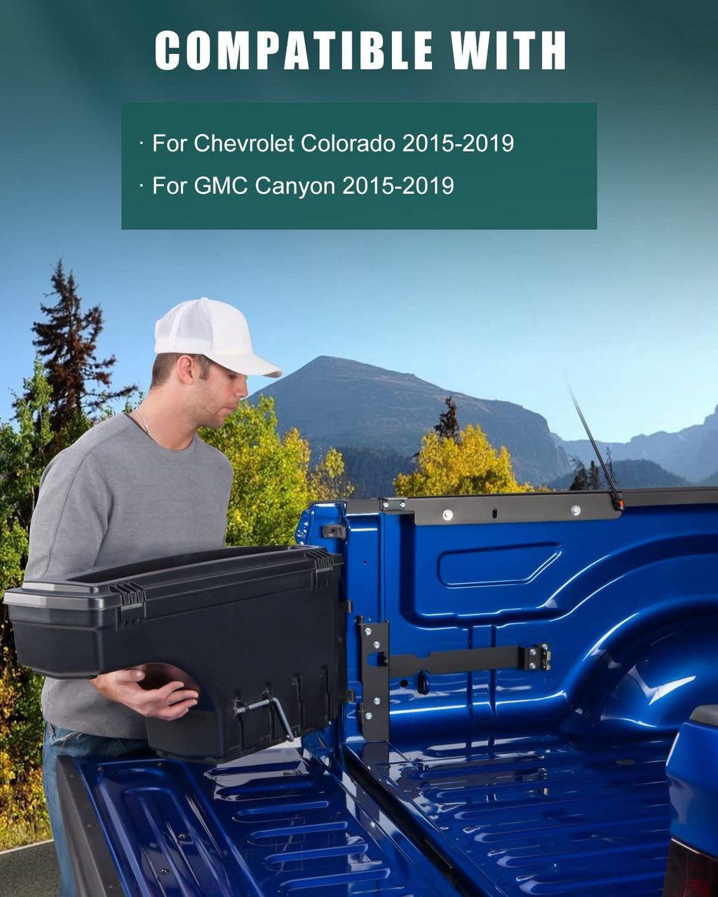 SCITOO Truck Bed Storage Box Fit For Chevrolet Colorado For GMC Canyon 2015-2019 Waterproof Organizer Chest Left Driver Side