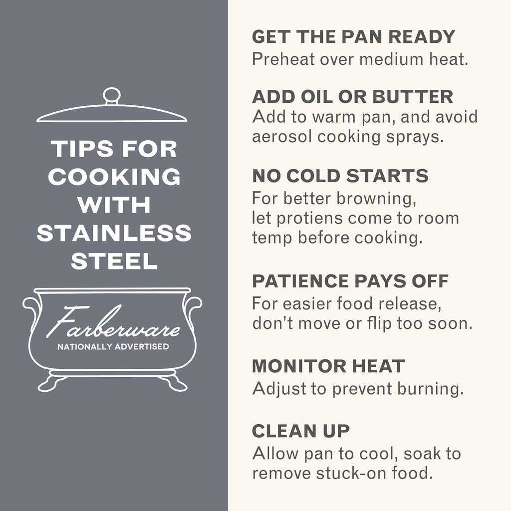 Farberware Millennium Stainless Steel Pots and Pans with Lids, Induction Ready, Compatible with All Cooktops, Metal Utensil Safe, 10 Piece Cookware Set, Dishwasher Safe - Stainless Steel