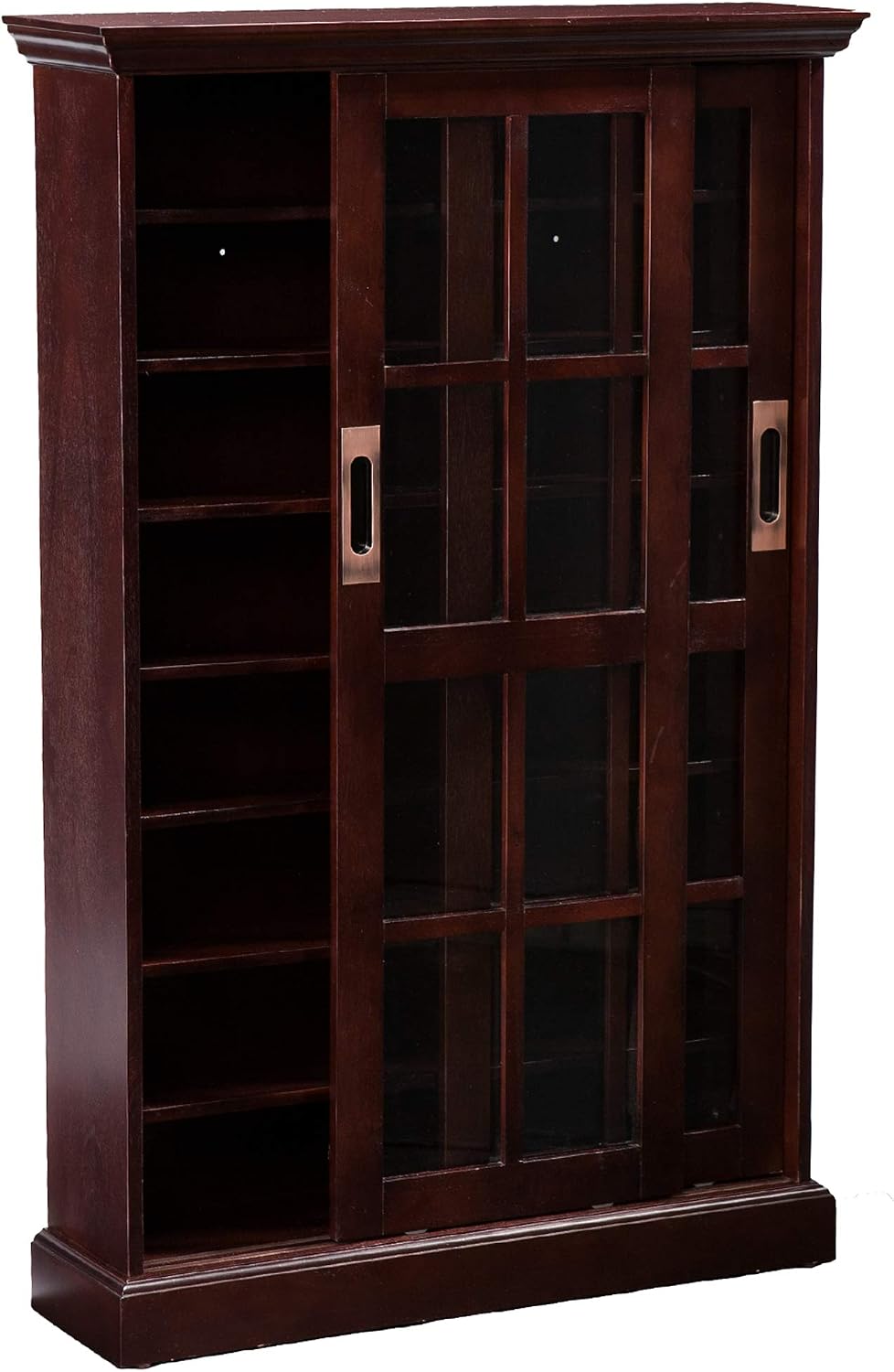 SEI Furniture - Media Cabinet with Sliding Doors - Espresso - Transitional Design, Brown Glass and Wood - Ideal for Home Office, Living Room (MS1071)
