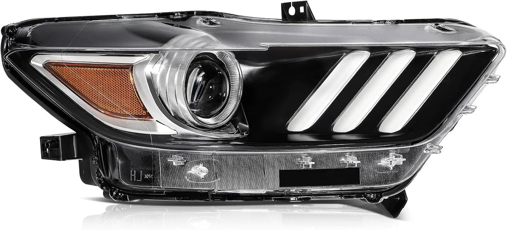 Headlights Fit 2015-2020 for Mustang Driver & Passenger Side Headlight Assembly Black Housing Amber Reflector FO2518124