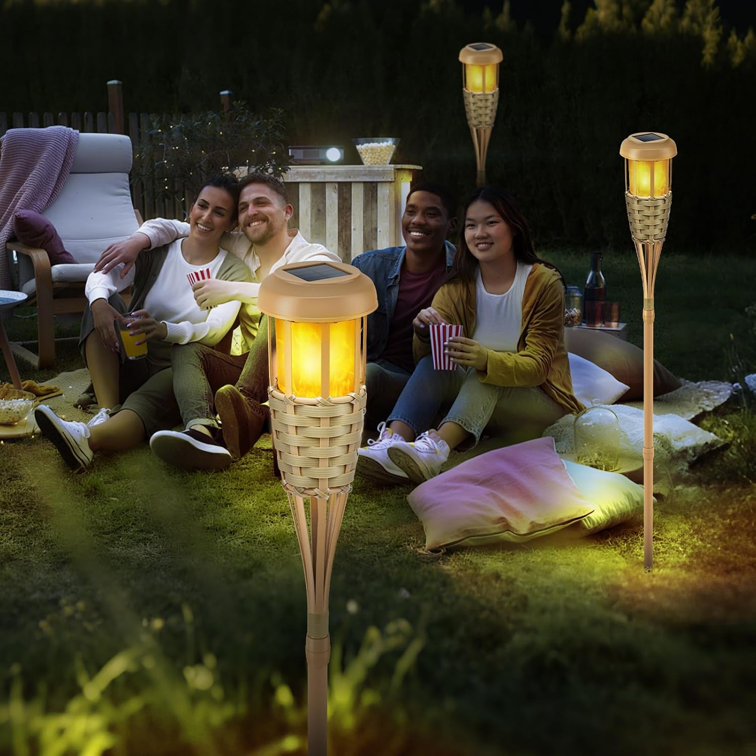 Solar Outdoor Lights, Solar Torch Lights Outdoor Flickering Flame, Outdoor Decorations for Patio Path Yard - 6 Pack