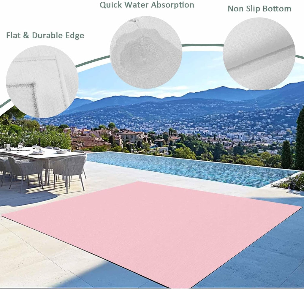 Outdoor Rug 4x6ft Pure Color Pink Patio Area Rugs Waterproof Easy Cleaning Non Shedding Thick Mats Monochrome Carpet for Indoor Outdoor Porch Deck Backyard Balcony