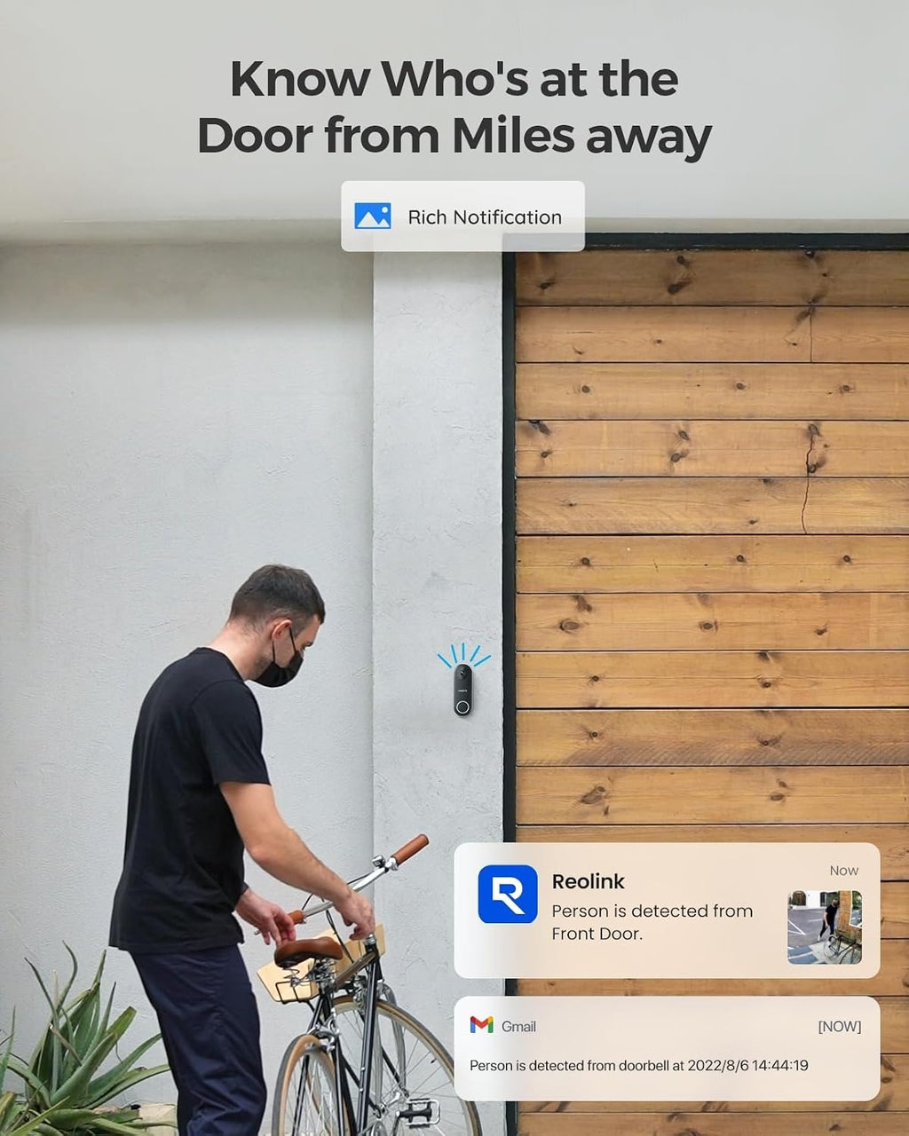 REOLINK Doorbell Camera Bundle 5MP Indoor Camera E1 Zoom,Remote Control in One App, No Subscription Fee, Local Storage, Works w/Goodle Assistant