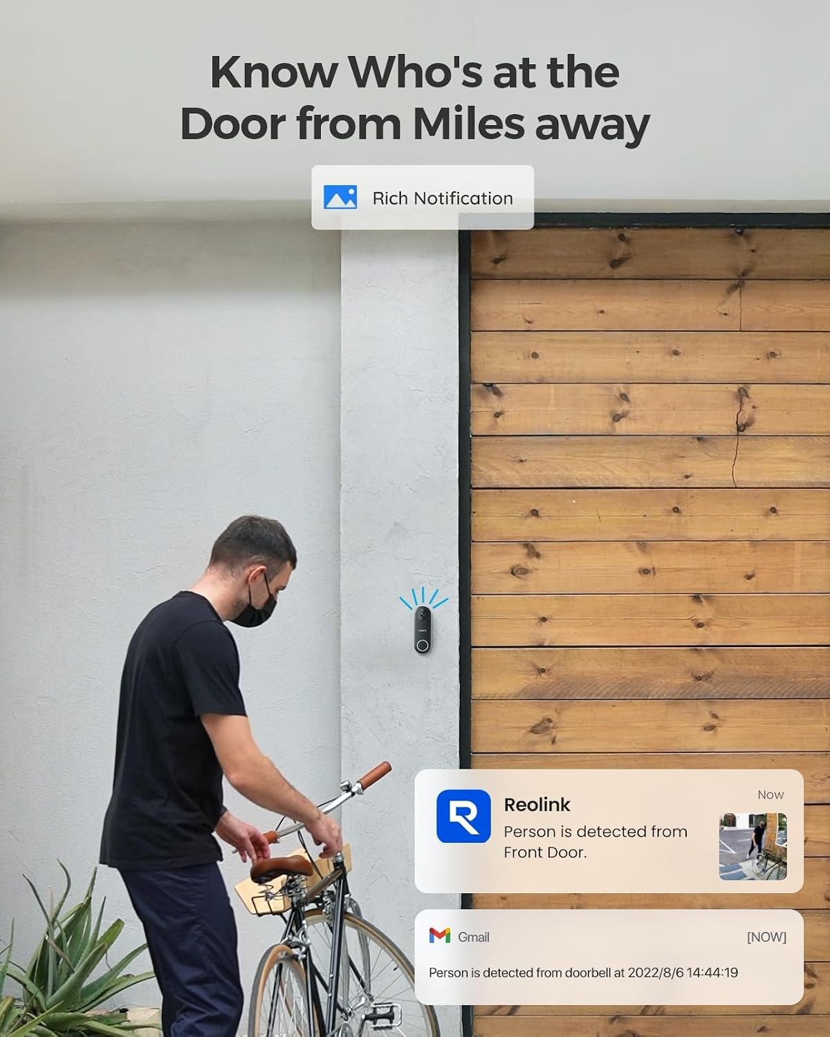 REOLINK Doorbell Camera Bundle 5MP Indoor Camera E1 Zoom,Remote Control in One App, No Subscription Fee, Local Storage, Works w/Goodle Assistant