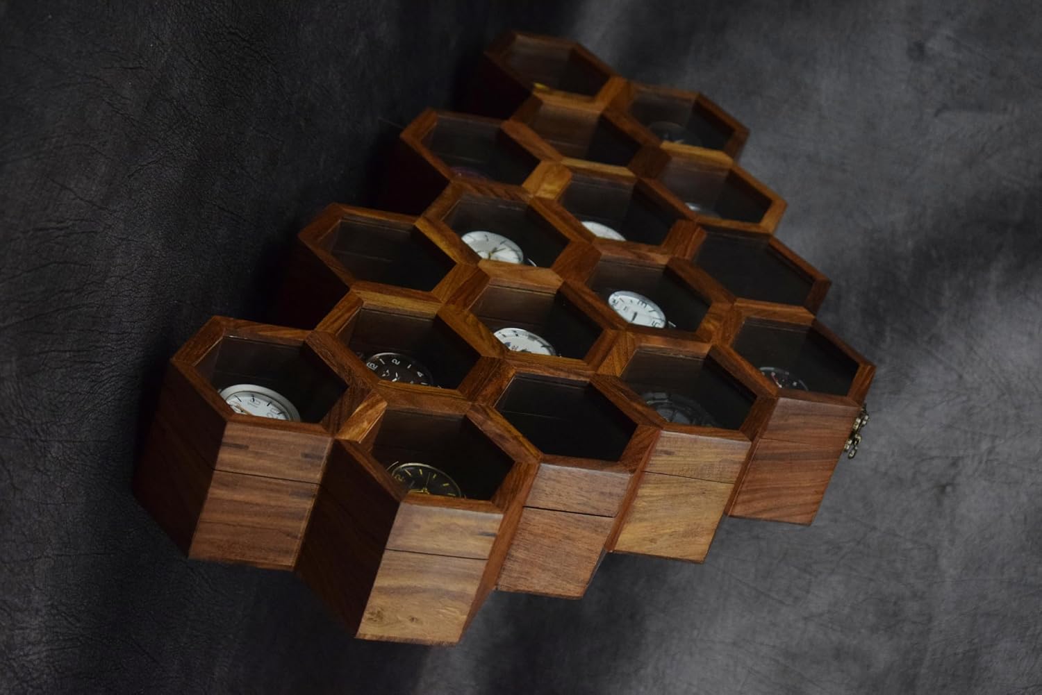 Extra Large Superior Rosewood Honeycomb Watch Box Display Case Holder Collector Organizer for Men, Men's Vintage Watch Storage Box to Store and Keep your Watches Safe and Sophisticated.