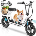 Caroma Peak 800W/1200W Electric Scooter with Seat, Max 20/30Miles&20MPH, 14' Tires Foldable Adult Electric Scooter with Basket for Pets & Cargo, Dual Shock Absorbing EScooter for Commuting