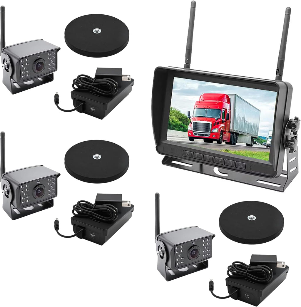 Falcon Eye 2nd Gen Wireless Backup Camera System - 200-300ft Range, 7-inch LCD Monitor & HD Night Vision Camera - Expandable Up to 4 Cams for Trucks, RVs & Fleets