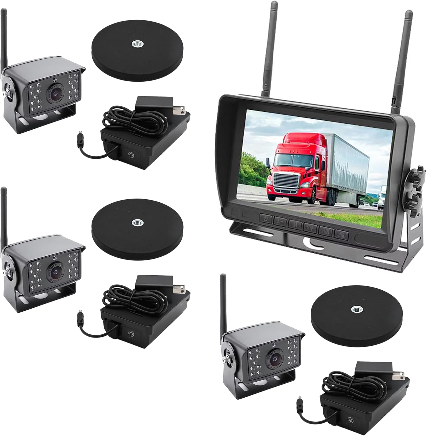 Falcon Eye 2nd Gen Wireless Backup Camera System - 200-300ft Range, 7-inch LCD Monitor & HD Night Vision Camera - Expandable Up to 4 Cams for Trucks, RVs & Fleets