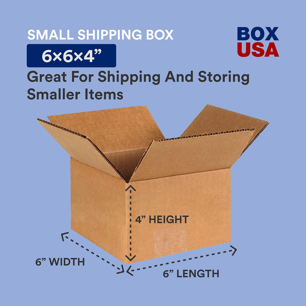 BOX USA 6x6x4 Corrugated Boxes, Small, 6L x 6W x 4H, Pack of 250 | Shipping, Packaging, Moving, Storage Box for Home or Business, Strong Wholesale Bulk Boxes