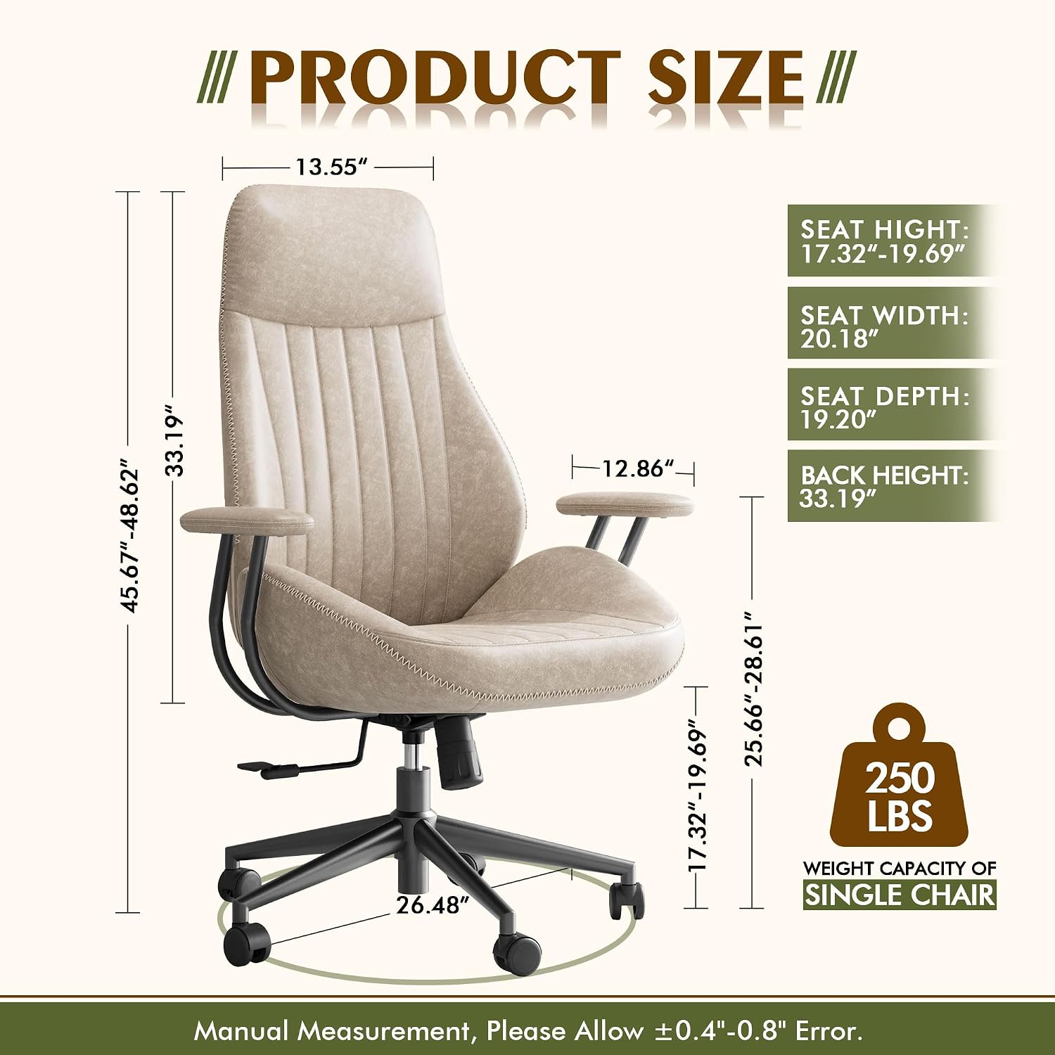 CAODOC High Back Office Chair,Modern Swivel Office Chair,Brown Suede Fabric Gaming Chair,Height Adjustable Home Office Desk Chair with Lumbar Support