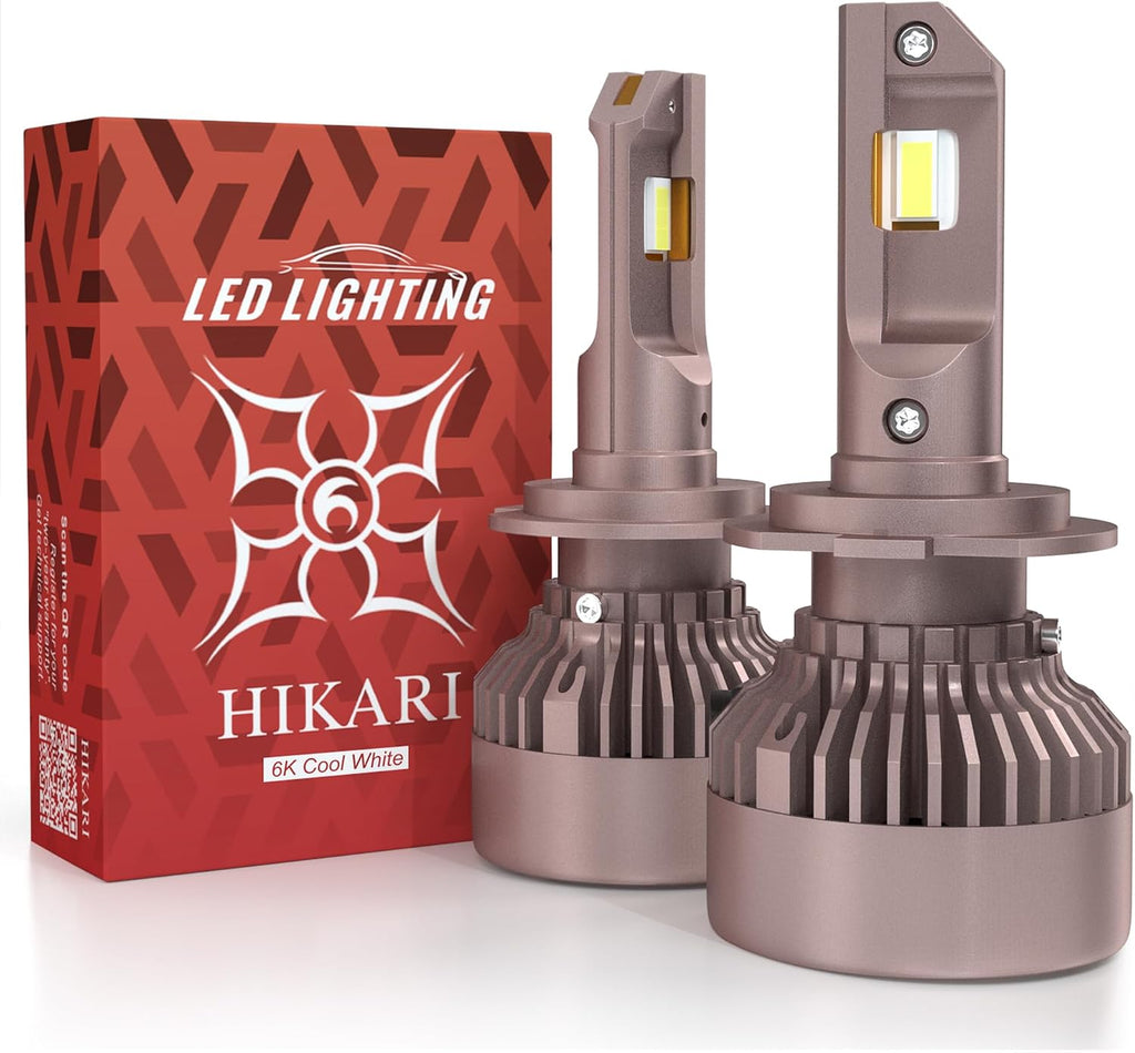 HIKARI WINGS H7 Fog Light, 80000LM Pure White 6000K LED Bulbs, Plug & Play IP68 Waterproof Pack of 2