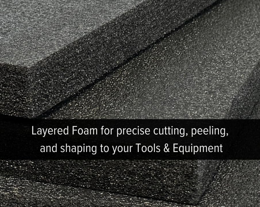 Customizable Tool Box Organizer Tool Foam | 24'x48' 3 Sheets | Tool Box Foam Organizer | Tool Drawer Organizer | Customizable Foam Insert | Toolbox Foam Inserts Shadow Foam (Black, 1-3/16' (30mm))