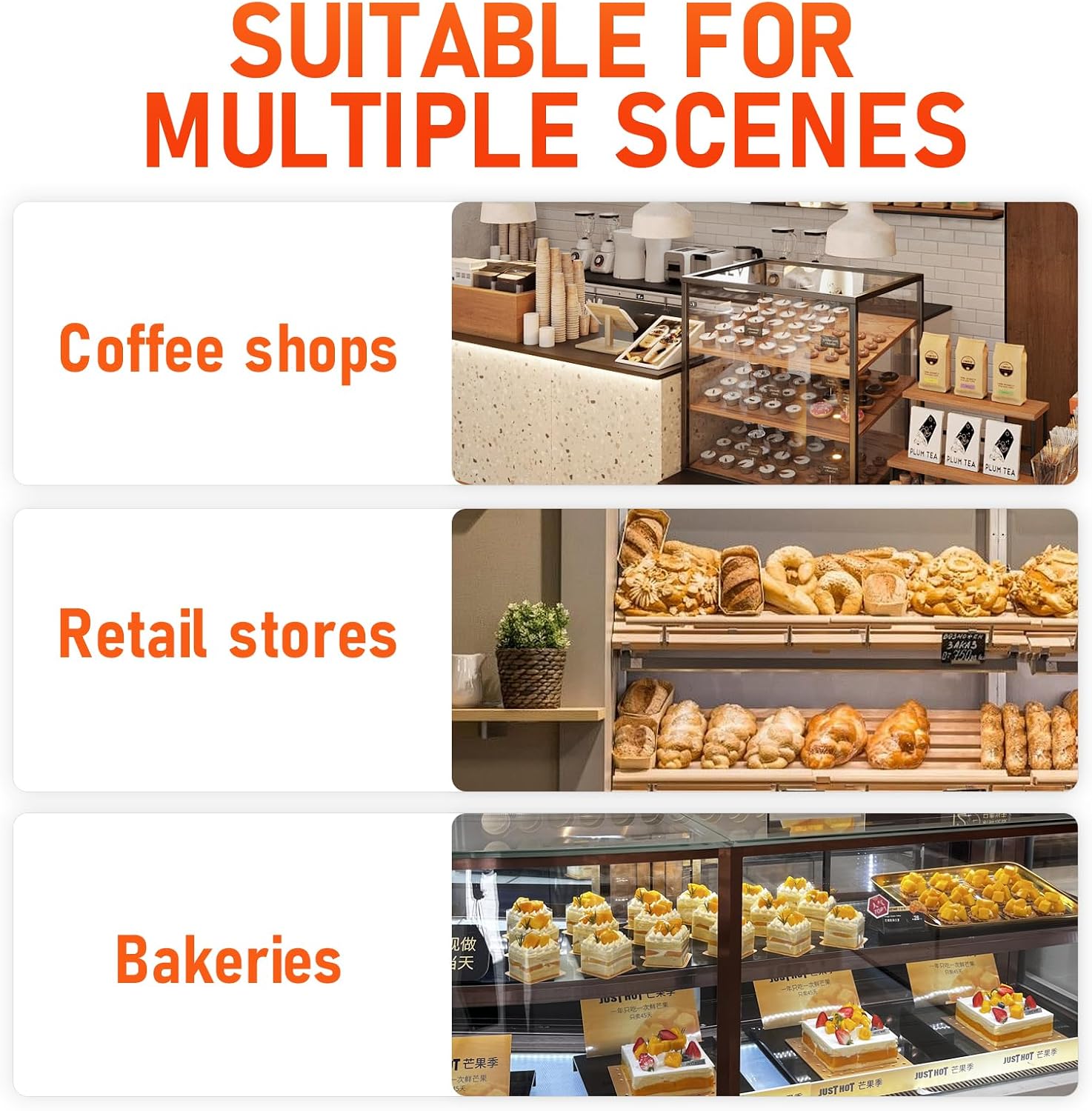 1.59 Cu.ft Malphi Large Pastry Display Case Countertop | Commercial Bakery Display Stand Cupcake Holder Tempered Glass | Large Bread Cookie Display Box | 22.1' x 15.2' x 14.6' | 27.5 lbs |