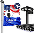 MXQMKL 11 Gauge Heavy Duty Flag Pole Kit with Solar Light,25FT Flagpoles for Outside House in Ground Extra Thick Outdoor Flag Pole with 3x5 American Flag with Pole for Outside,120 MPH Wind Tested
