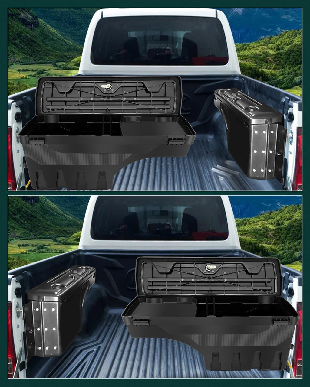 SCITOO Truck Bed Tool Box for Chevrolet Silverado for GMC Sierra 2008-2019 Left & Right Side,Multi-Compartment Dividers Organized Storage,Heavy Duty & No-Drill Installation