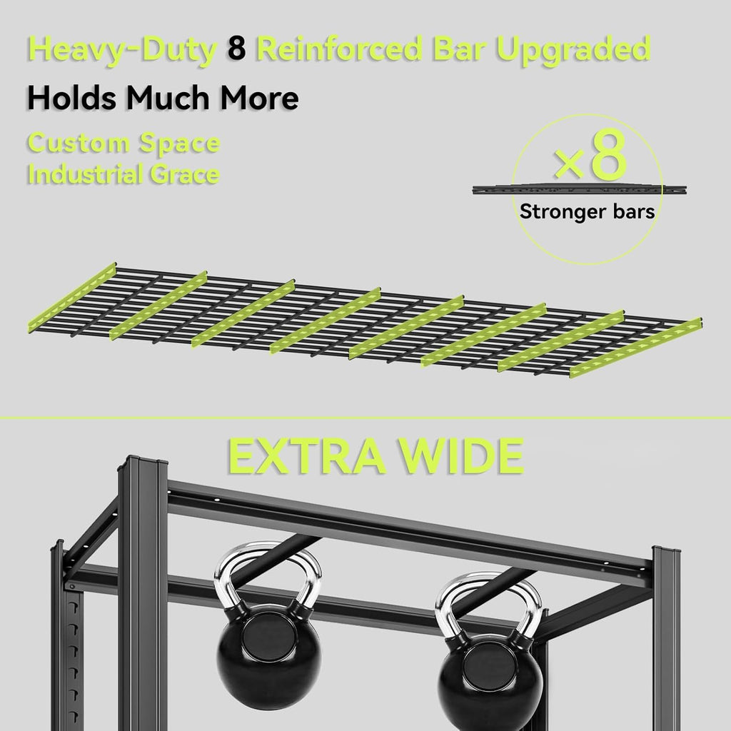 Extra Large/Big 55.12'W Father&I Industrial 6-Heavy-Dudy-Shelf-Rack Utility Tall Garage/Warehouse Shelving Metal/Steel Storage Shelves Unit/System Adjustable for Bin/Shed, 84'*55.12*24', Black