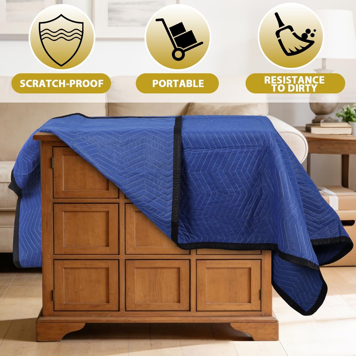 ZENY Moving Blankets 12 Pack, Heavy Duty 35 lb/dz, Quilted Furniture Pads Large 80x72 Inches for Moving and Storage (24, Blue)