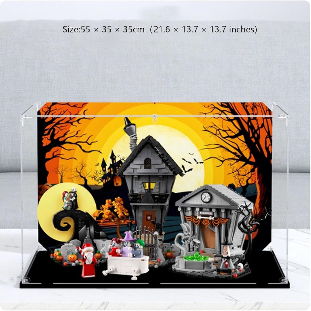 Acrylic Display Case,for Lego 21351 The Nightmare Before Christmas Model, Transparent dustproof Storage Box, Compatible with Lego 21351.(Model Not Included) (2mm-B Back Spray)