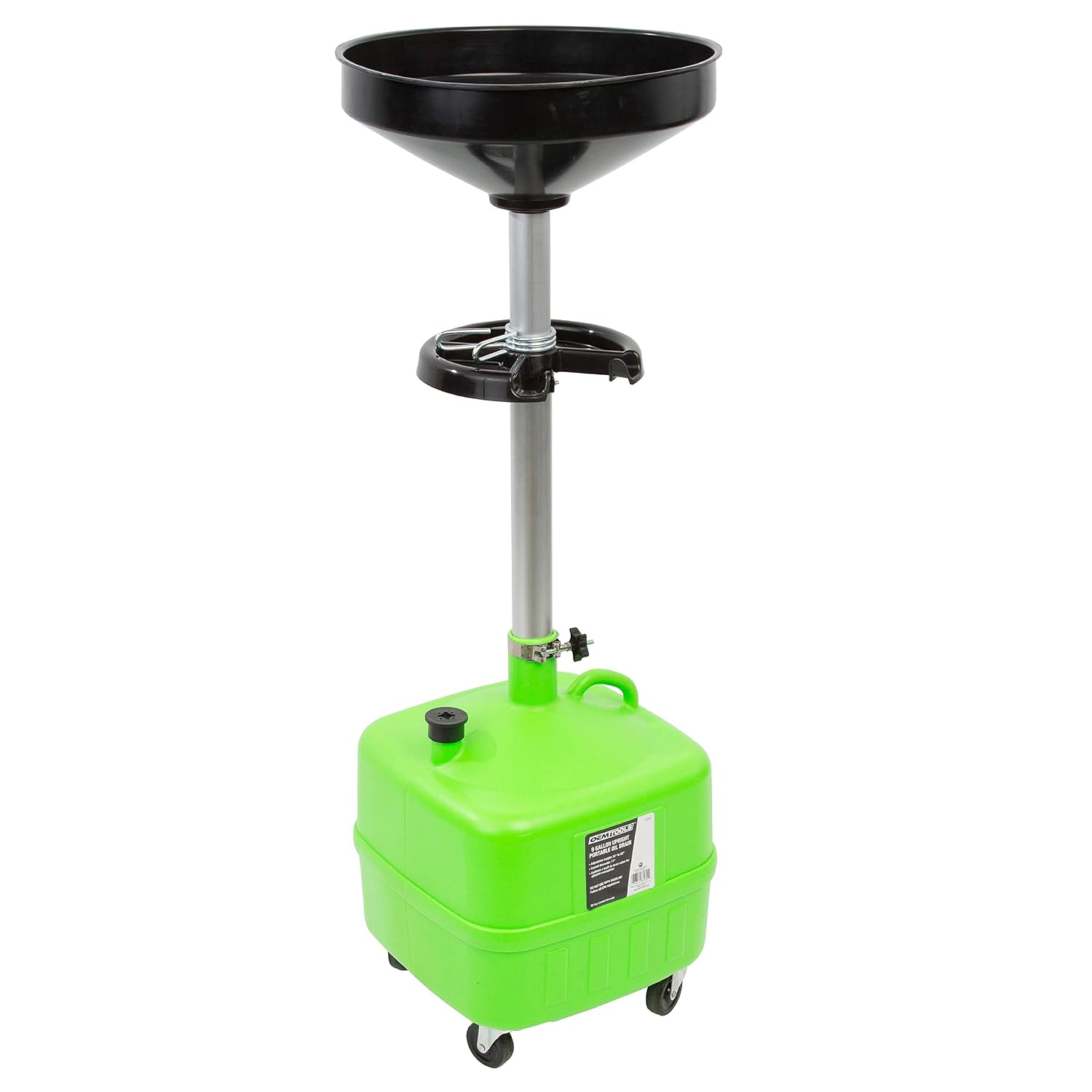 OEMTOOLS 9-Gallon Oil Drain Pan with Adjustable Funnel, Built in Tool Rack
