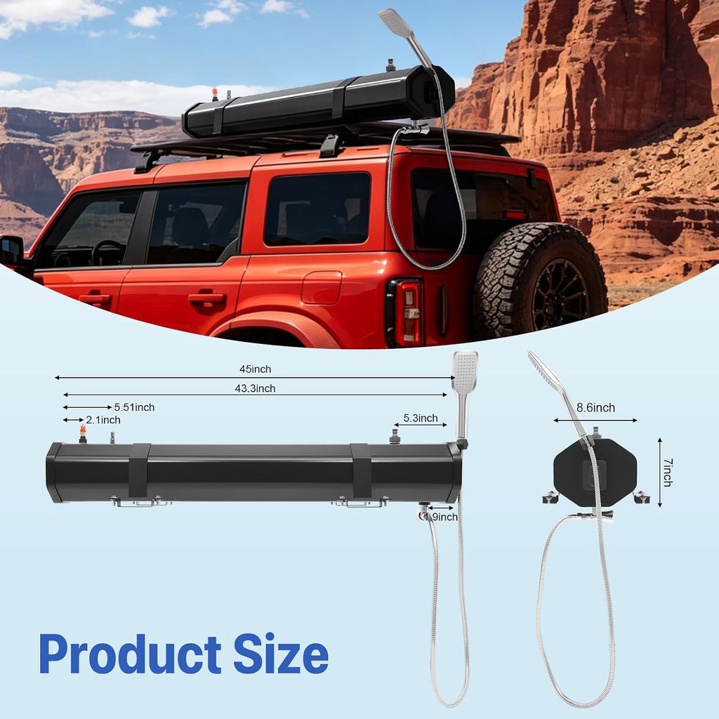 7.93 Gallon Pressurized Water Tank,Portable Car Camping Shower Water Storage Roof Rack Mounted Solar Shower or Overland Off-Road Vehicles, Pick-up Truck,Outdoor Activities Water Supply, RV, Camping