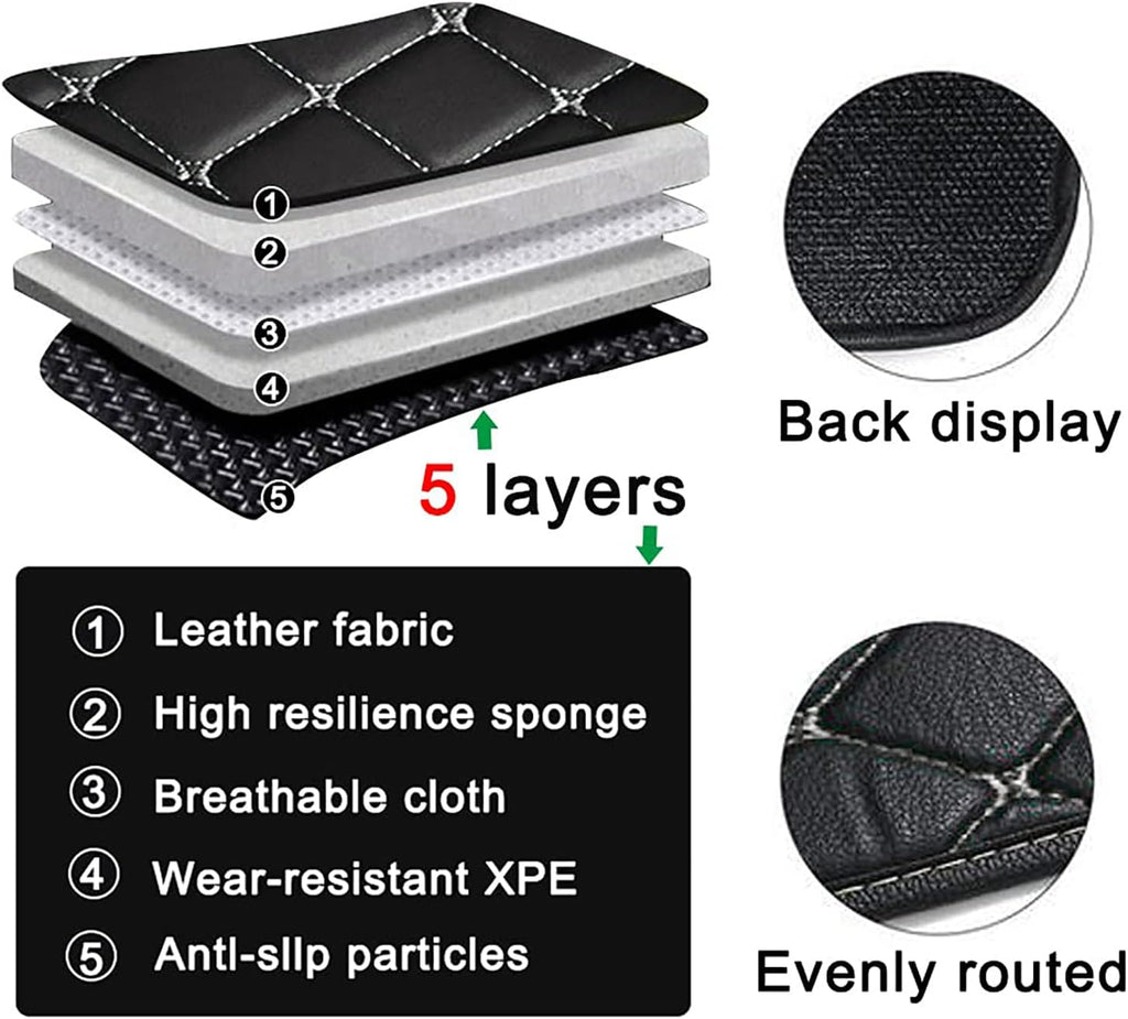 Car Floor Mats for Dacia Duster 2017-2022, Custom PU Leather Full Coverage Floor Mats All Weather Protection Waterproof Anti-Slip Carpet Pads Interior Accessories,A/Beige