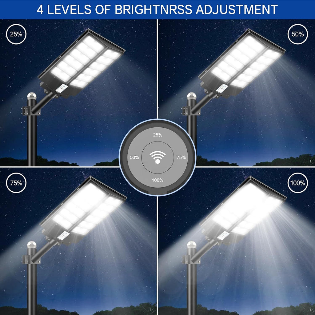 Solar Street Light 9000W, 7000K Solar Lights Outdoor, Motion Sensor Flood Lights with Remote Control, Dusk to Dawn IP66 Waterproof Outside Security Light for Parking Lot, Yard, Garage, 2 Pack