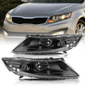 Aosky Compatible With 2011-2013 Kia Optima Headlights Halogen Headlamp Assembly Black Housing with Clear Reflector Driver and Passenger Side