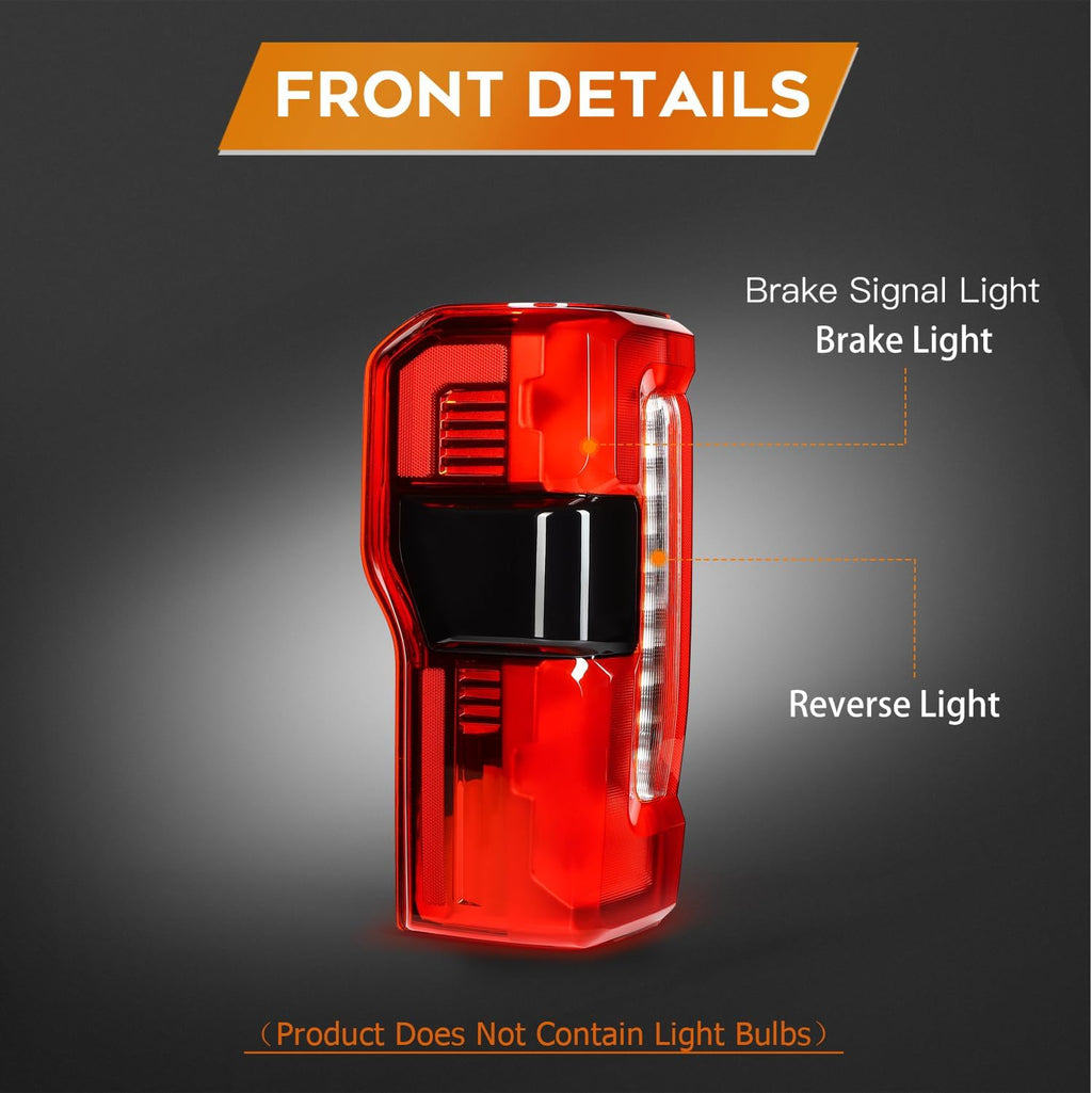 Tail Lights Fit 2023-2024 for F-250 Super Duty, 2023-2024 for F-350 Super Duty Driver & Passenger Side Tail Light Assembly Black Housing Red Lens FO2800294