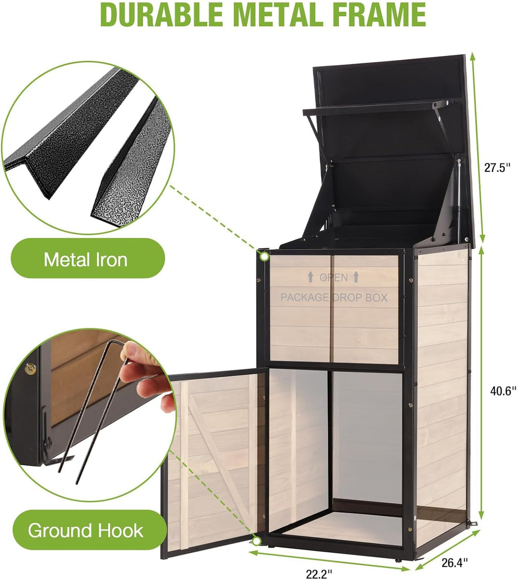 GUTINNEEN Package Delivery Boxes for Outside, Metal Frame Large Parcel Drop Box with Combination Lockable, Secure Anti Theft Package Delivery Box for Porch Curbside
