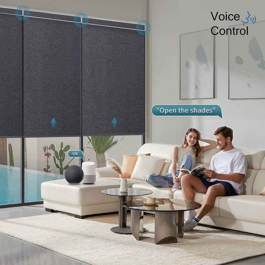 Smart Blinds,Motorized Blackout Shades for Windows,Compatible with Alexa,Google Home,Automatic Blackout Roller Shade,Rechargeable Battery Shades,Dark Umber