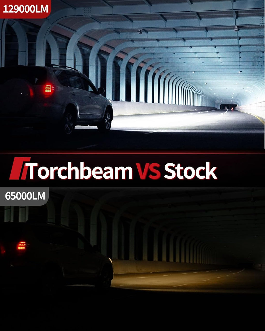 Torchbeam 2026 Automotive Fog Light Bulbs, 129000LM 6500K Cool White, Stable Output, Compatible Socket Type 9005 H11, Pack of 4