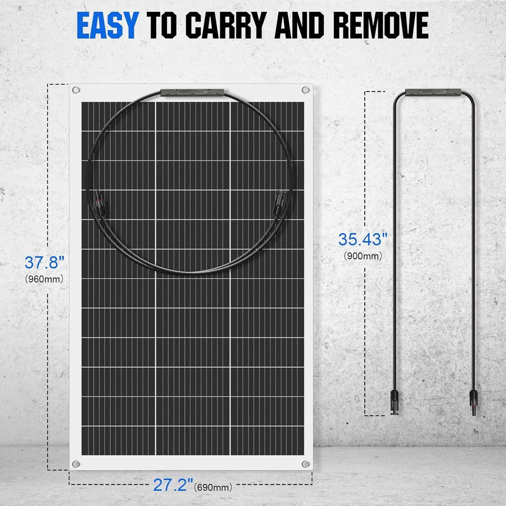 ECO-WORTHY 130Watt 12Volt Flexible Solar Panel Kit for Off Grid Home RV, Boat and Uneven Surfaces:1pcs 130W Mono Solar Panel + 30A 12V Charger Controller + Solar Cable + Tray Cable + Y Branch