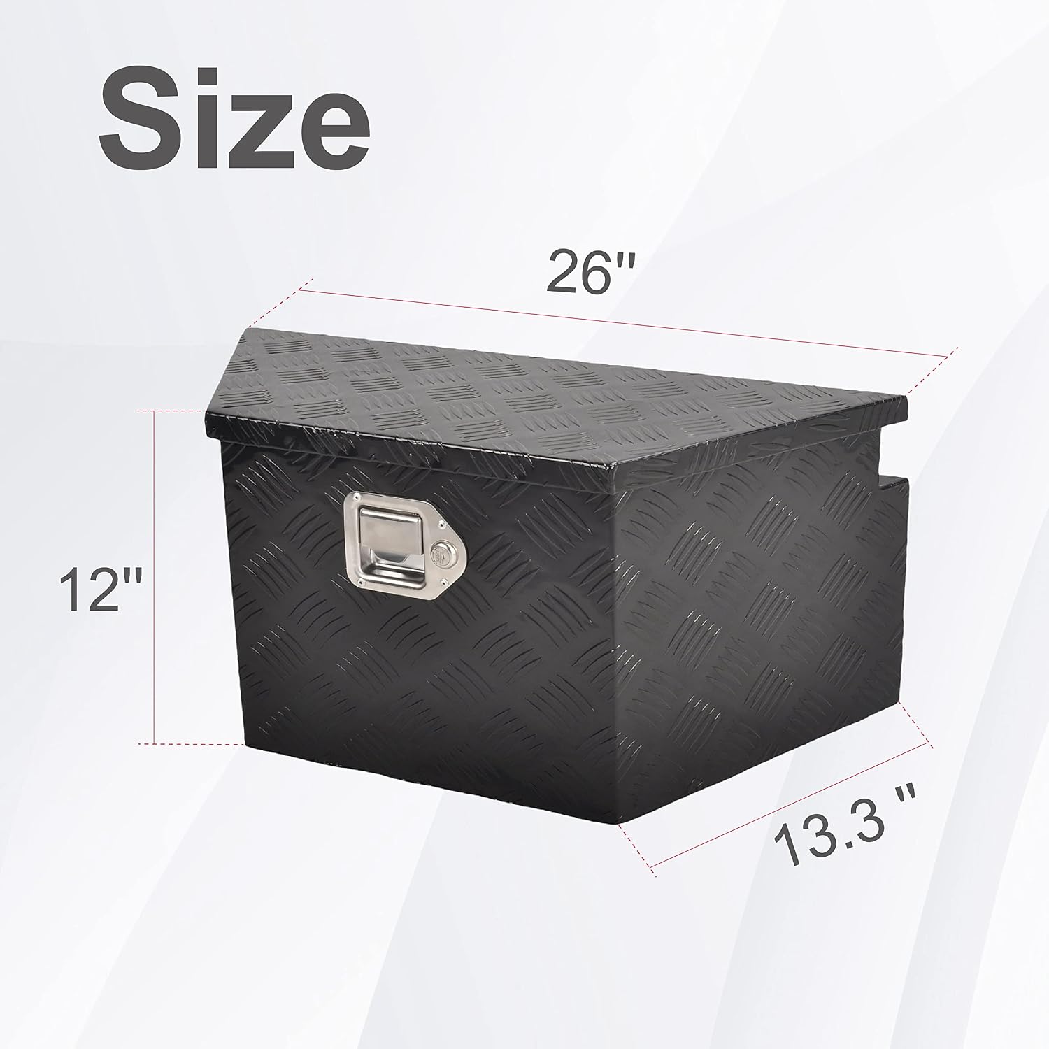 26 Inch Aluminum Utility Trailer Tongue Tool Box Wide Utility Trailer Tongue Toolbox RV Storage OrganizerTrailer Storage Tool Box With Lock & Keys Black,5 Bar Tread (26'X13.3'X12')