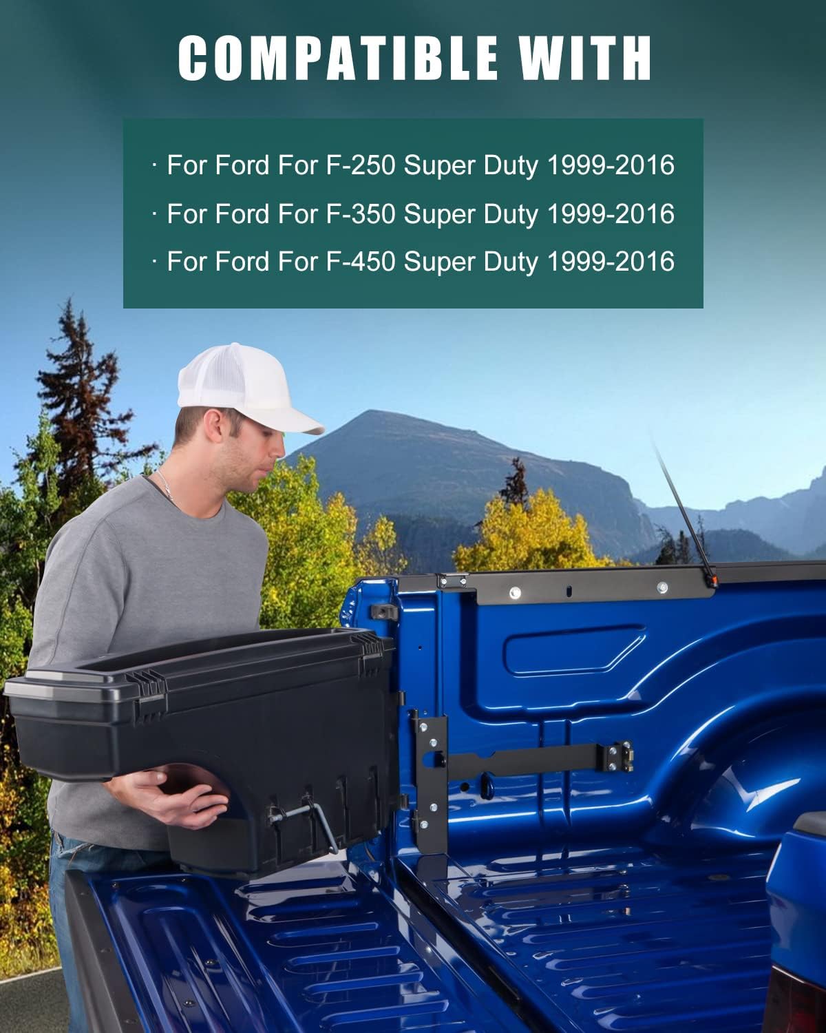 SCITOO Password Truck Bed Storage Box Tits For Ford For F-250 Super Duty For F-350 Super Duty Ford For F-450 Super Duty 1999-2016 Left Driver Side