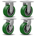 5'X2' Caster Wheels, Heavy Duty Casters Set of 4, Aluminum Core Thickened Polyurethane Industrial Casters for Toolbox Workbench, 4000 Lbs Total Capacity (2 Swivel & 2 Rigid