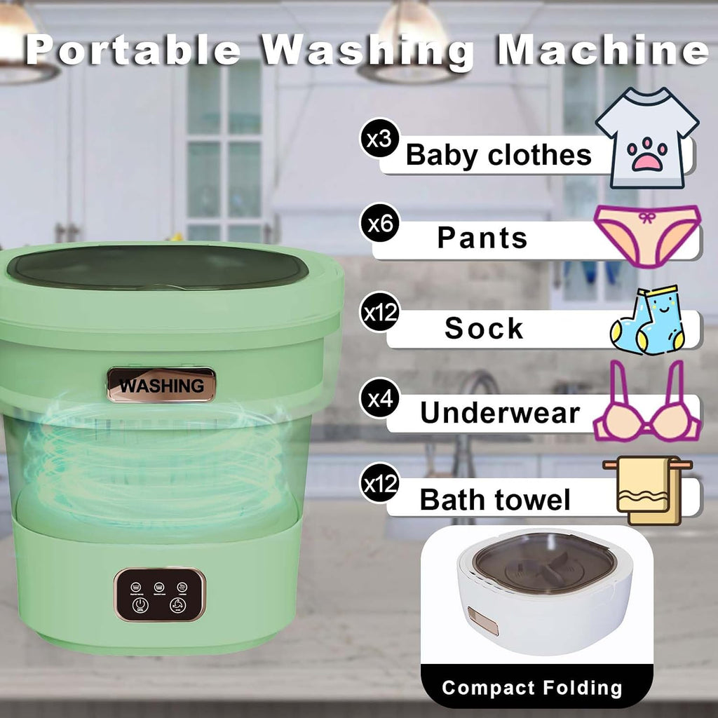 Underwear Washing Machine,15L 2.1kg 2 in 1 Mini Washing Machine and Dryer, Portable Washe, Small Washing Machine with 3 Cleaning Modes for Baby Clothes, Underwear, Camping, RV, Travel(Green)