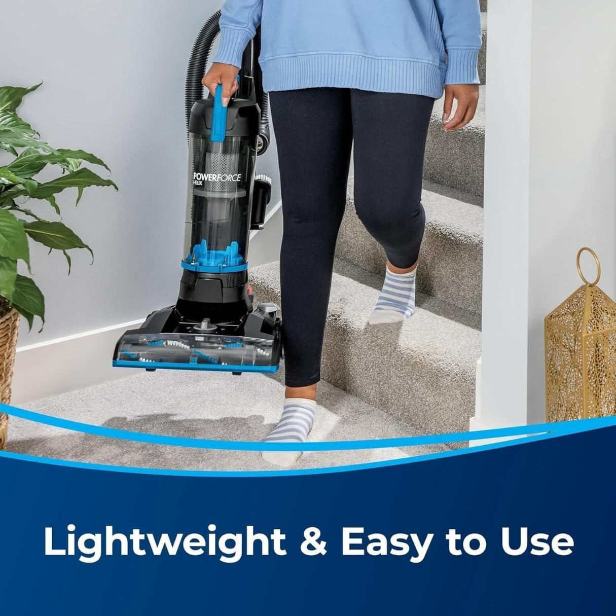 BIISSELLL Power Force Helix Bagless Upright Vacuum, Powerful Suction for Pet Hair,Carpet, Tile & Hardwood,Cleaning, Scatter-Free Technology, Large Dirt Tank, 23ft Cord, 5 Height Settings