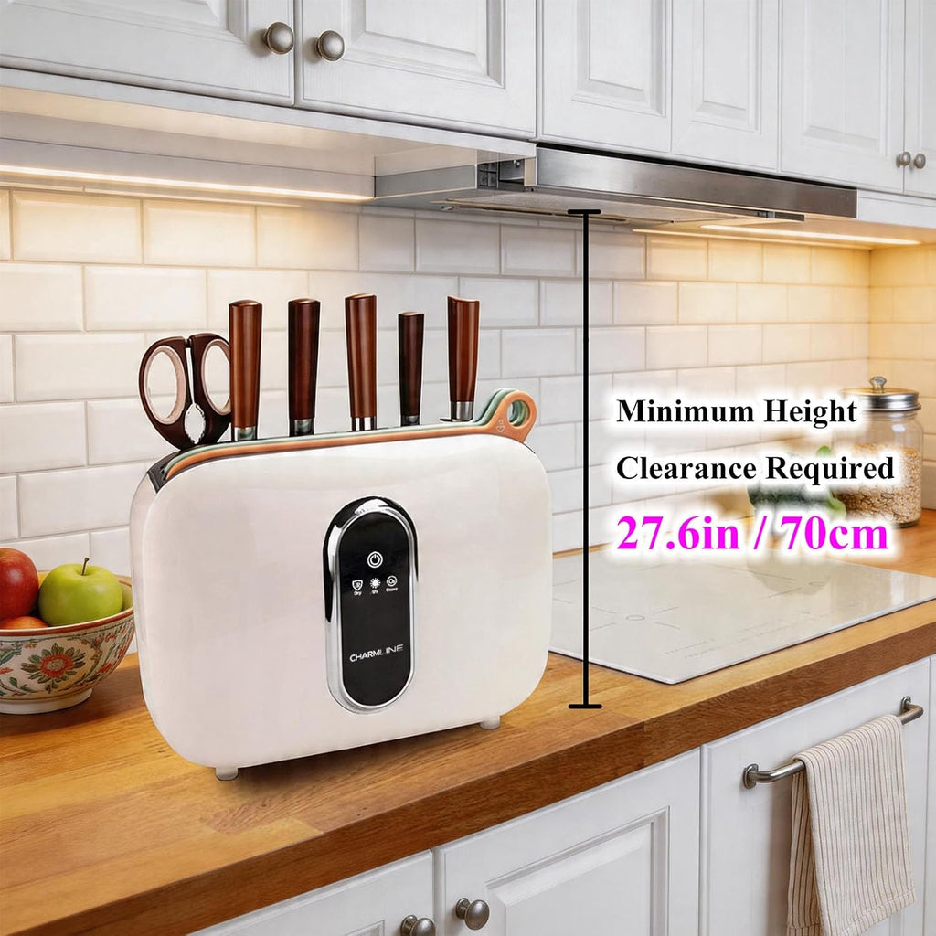 Charmline Smart Cutting Board and Knife Set with Holder, Self-Cleaning & Drying, Space-Saving Kitchen Organizer, Practical Gift for Mom, Dad, Housewarming, Birthday & Christmas
