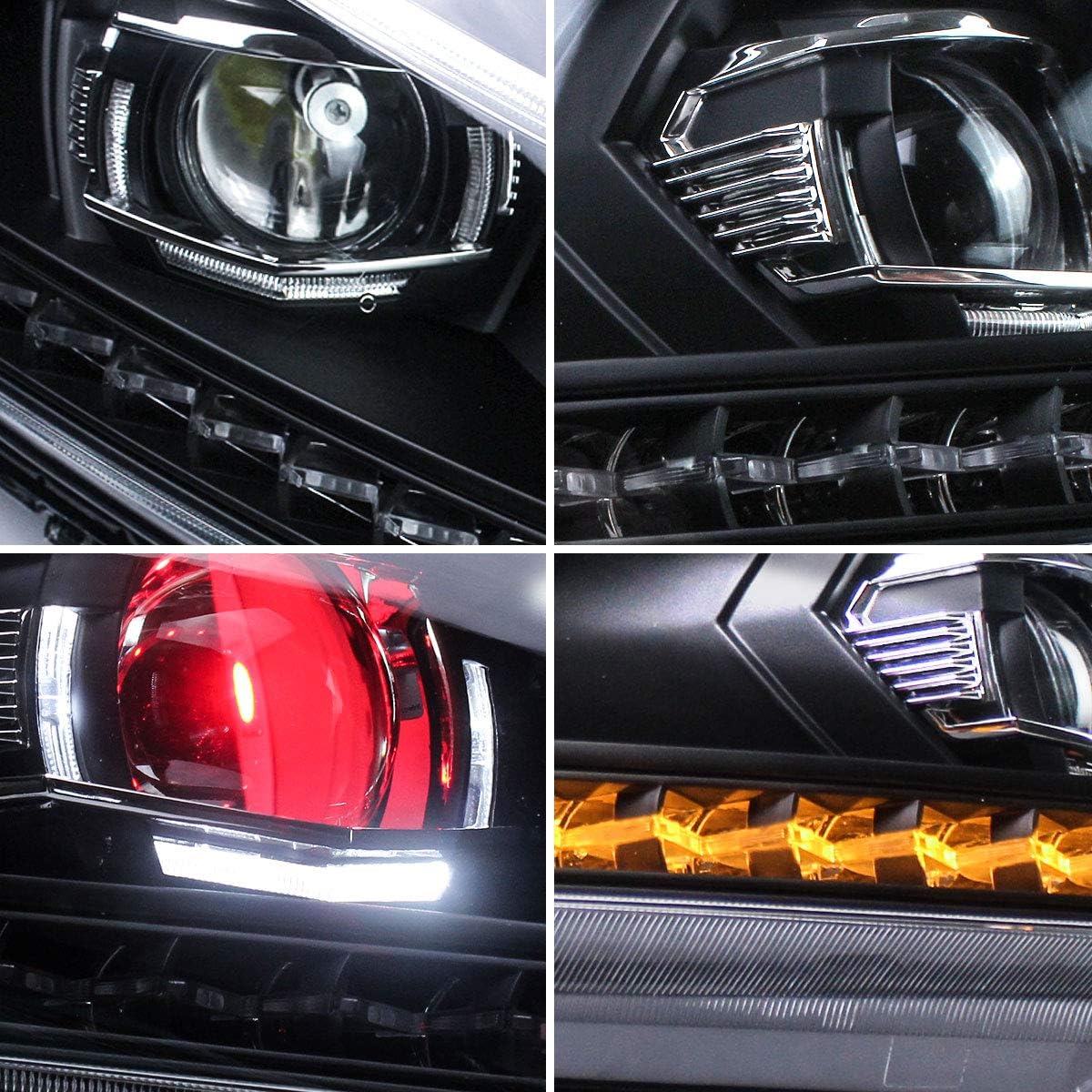 VLAND LED Projector Headlights Assembly for [Honda Accord EX, LX, EX-L Sedan 2008-2012 (NOT fit 2-Dr Coupe)] with Sequential Turn Signal 3157 light bulbs (No include), YAA-HD-0145AH, (Demon eyes)