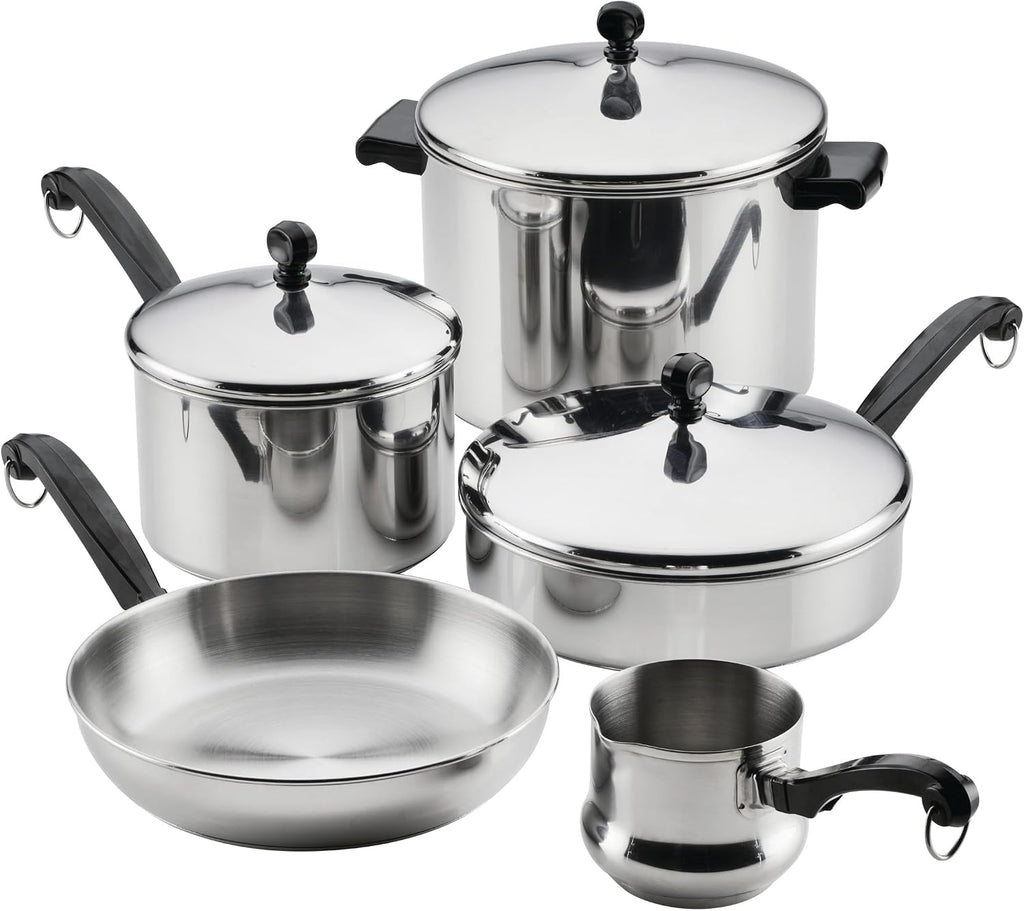 Farberware Classic Series Anniversary Edition Cookware Set, 8-Piece, Stainless Steel Pot and Pan Set
