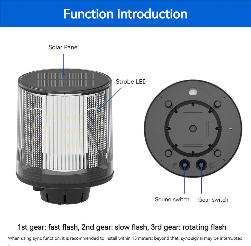 1pc Solar LED Emergency Light Waterproof Solar Traffic Tower Crane Warning Light Construction Site Harbor Road Lamp
